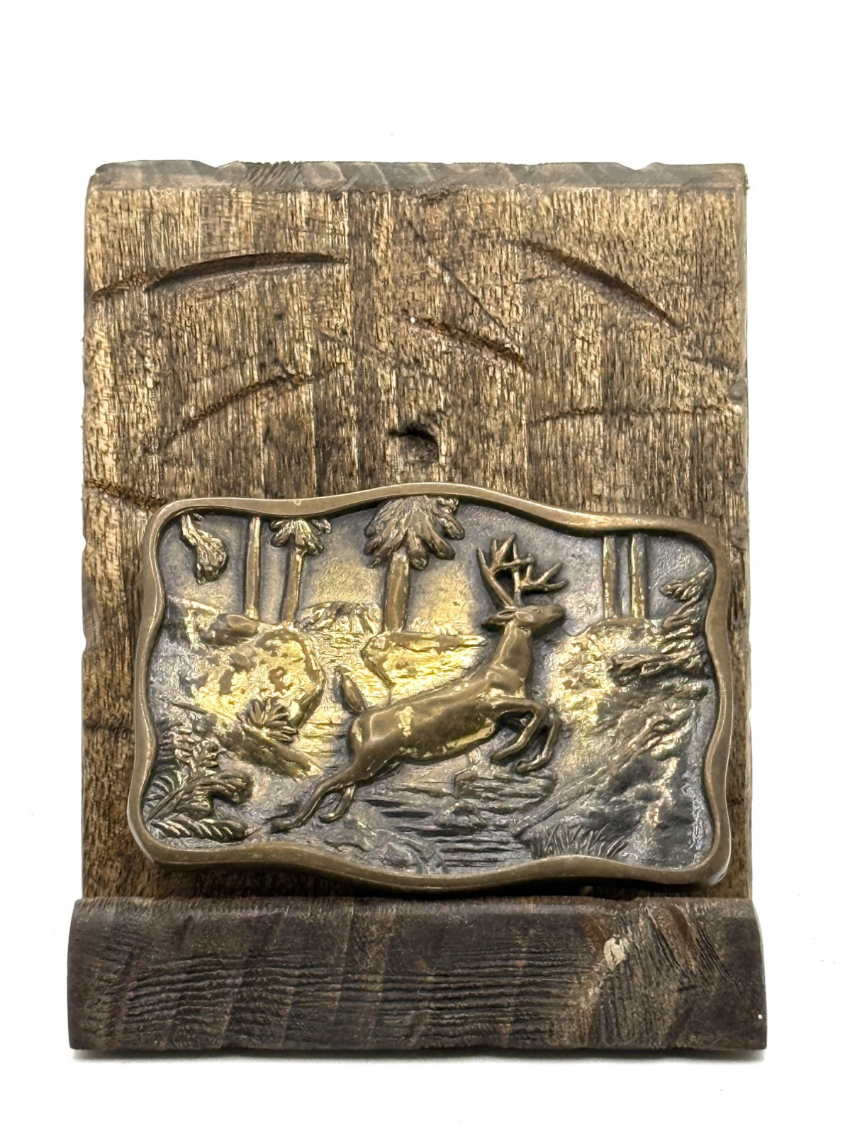 1980 BTS Whitetail Buck Deer Solid Brass Belt Buckle 2&Prime; x 1 3/8&Prime;