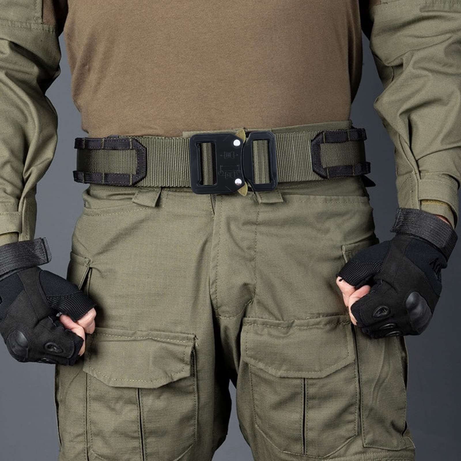 TXZWJZ Metal Dual Adjustable Tactical Belt 1inch(25mm), Black