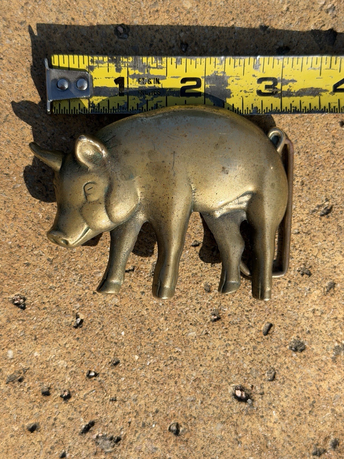 Vintage 1978 Baron Solid Brass Pig Swine Belt Buckle