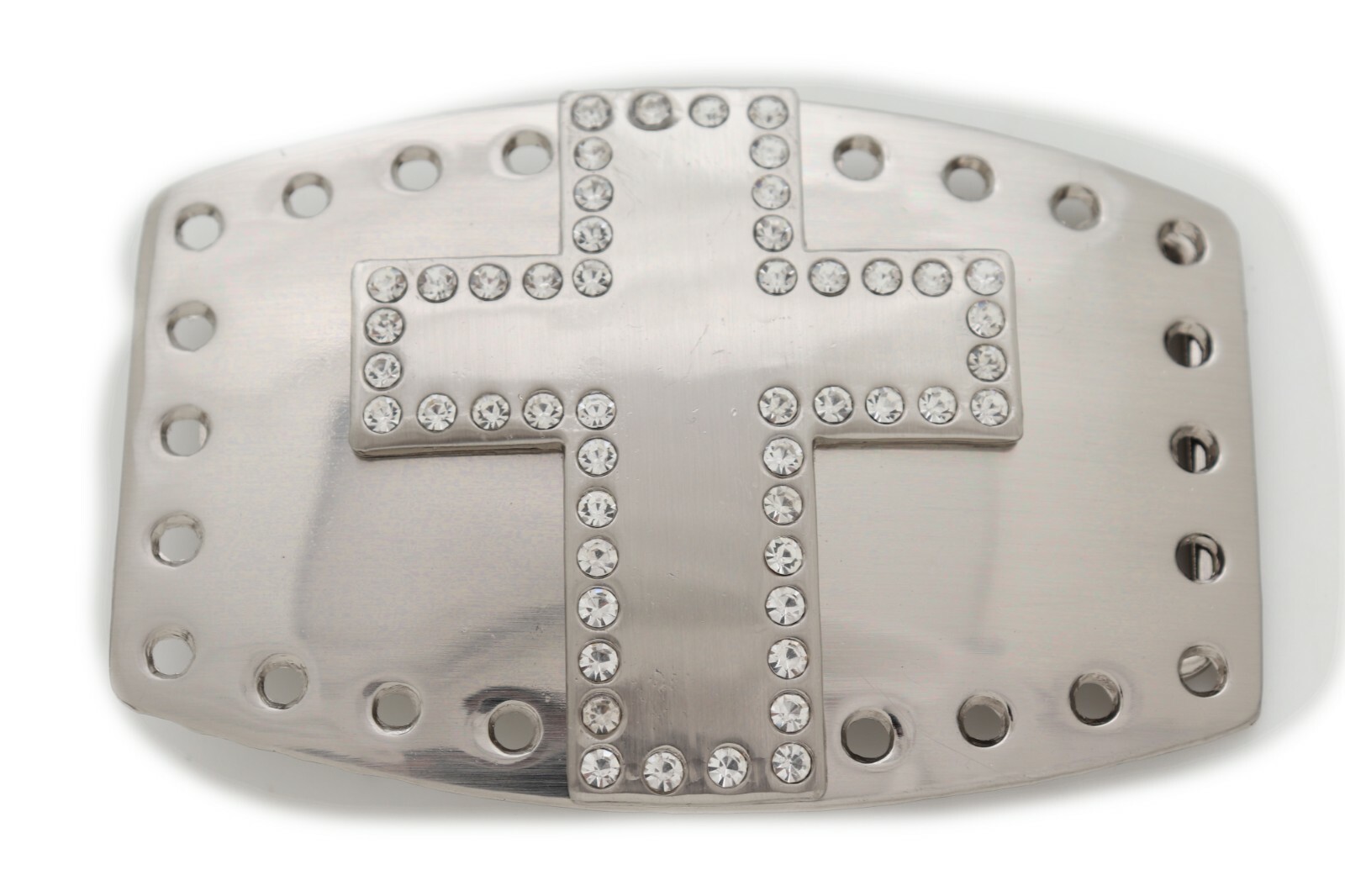 Men Women Belt Buckle Silver Metal Cross Cowboy Western Bling Fashion Jeans Pant