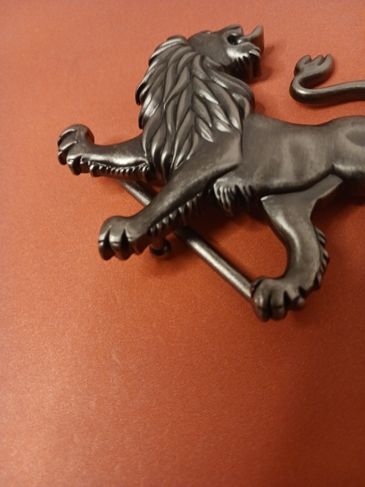 Lion Belt Buckle Pewter Brushed Nickel Angry 2 Inch Bar