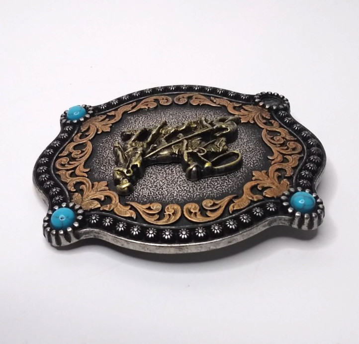 Nocona Rectangle Team Roping Roper Western Cowboy Rodeo Belt Buckle 37022
