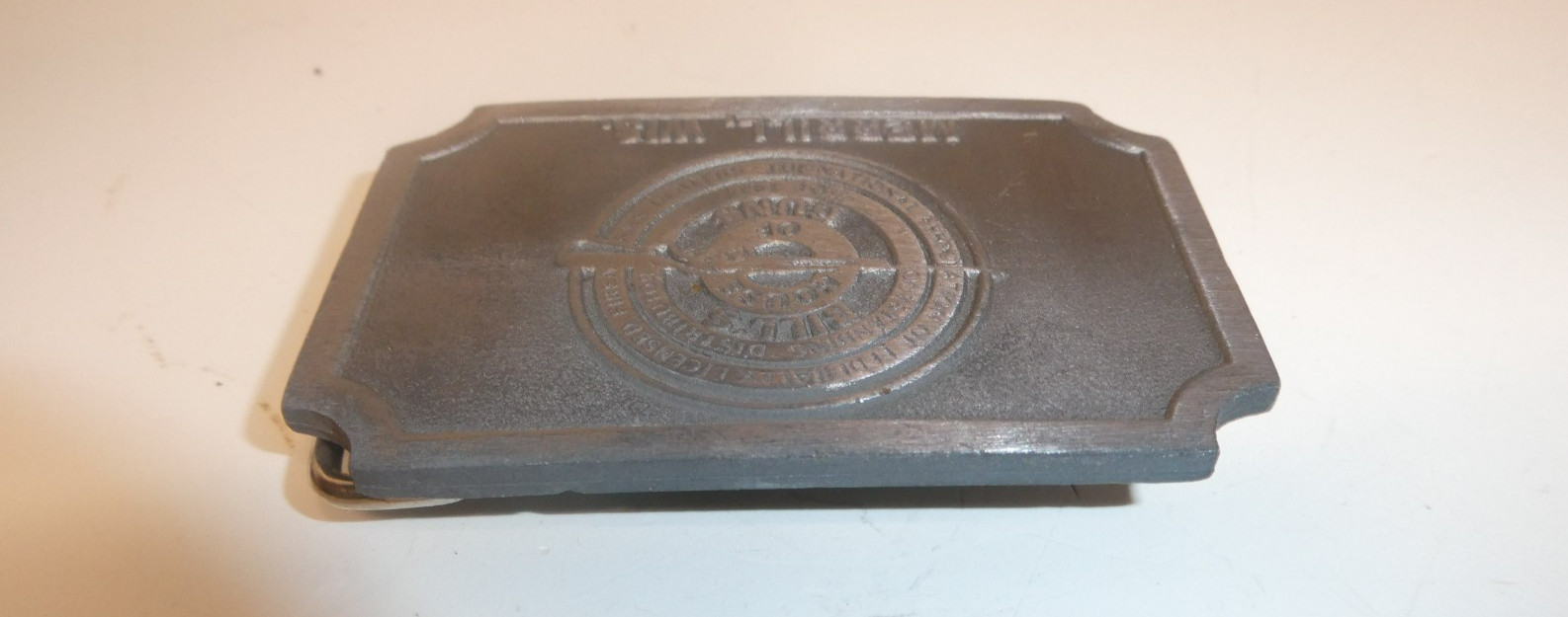 VTG Rare Merrill, WI Bill&rsquo;s House Of Guns Metal Belt Buckle 3 1/4&Prime; x 2 1/8&Prime; USA