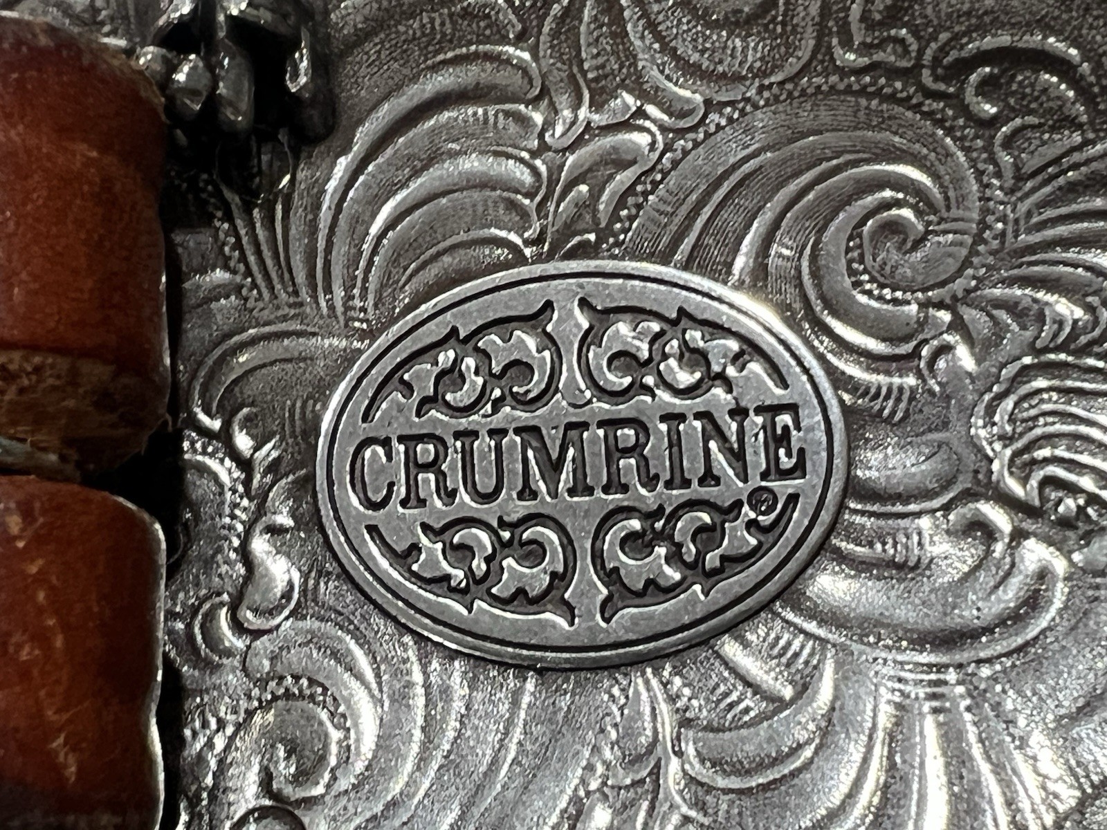 Crumrine Western Belt Buckle Cowboy Till Death Silver Creek Brown 36