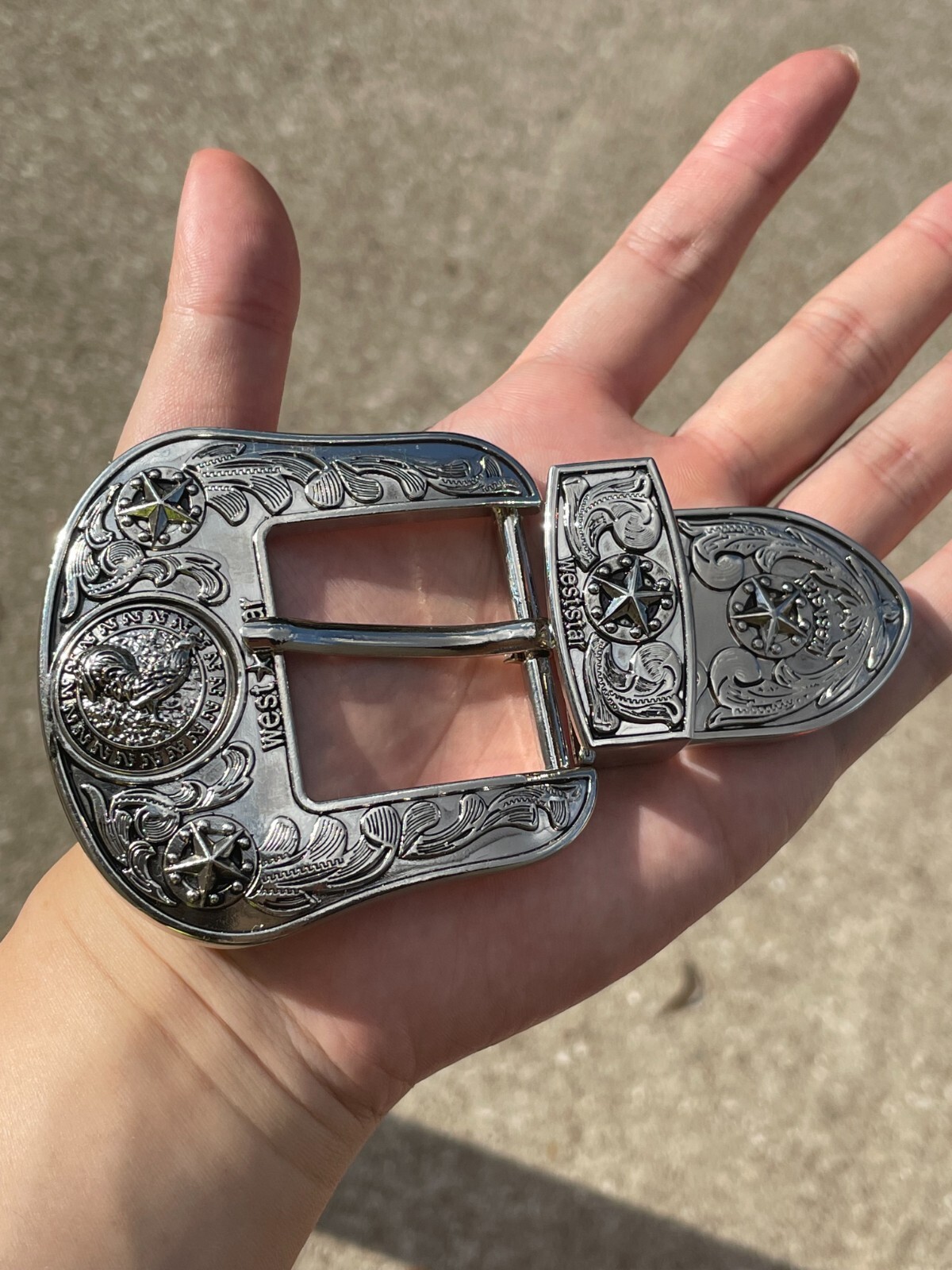 Western Buckle Set 3 Piece Rooster Buckle Star Buckle Hebilla Vaquero Gallo 1.5
