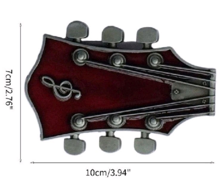 Red Enamel Guitar Headstock Belt Buckle Musician Western other Colors Available