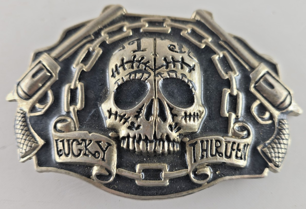 Rare Men&rsquo;s/Women’s Silver Metal Skull Western Belt Buckle