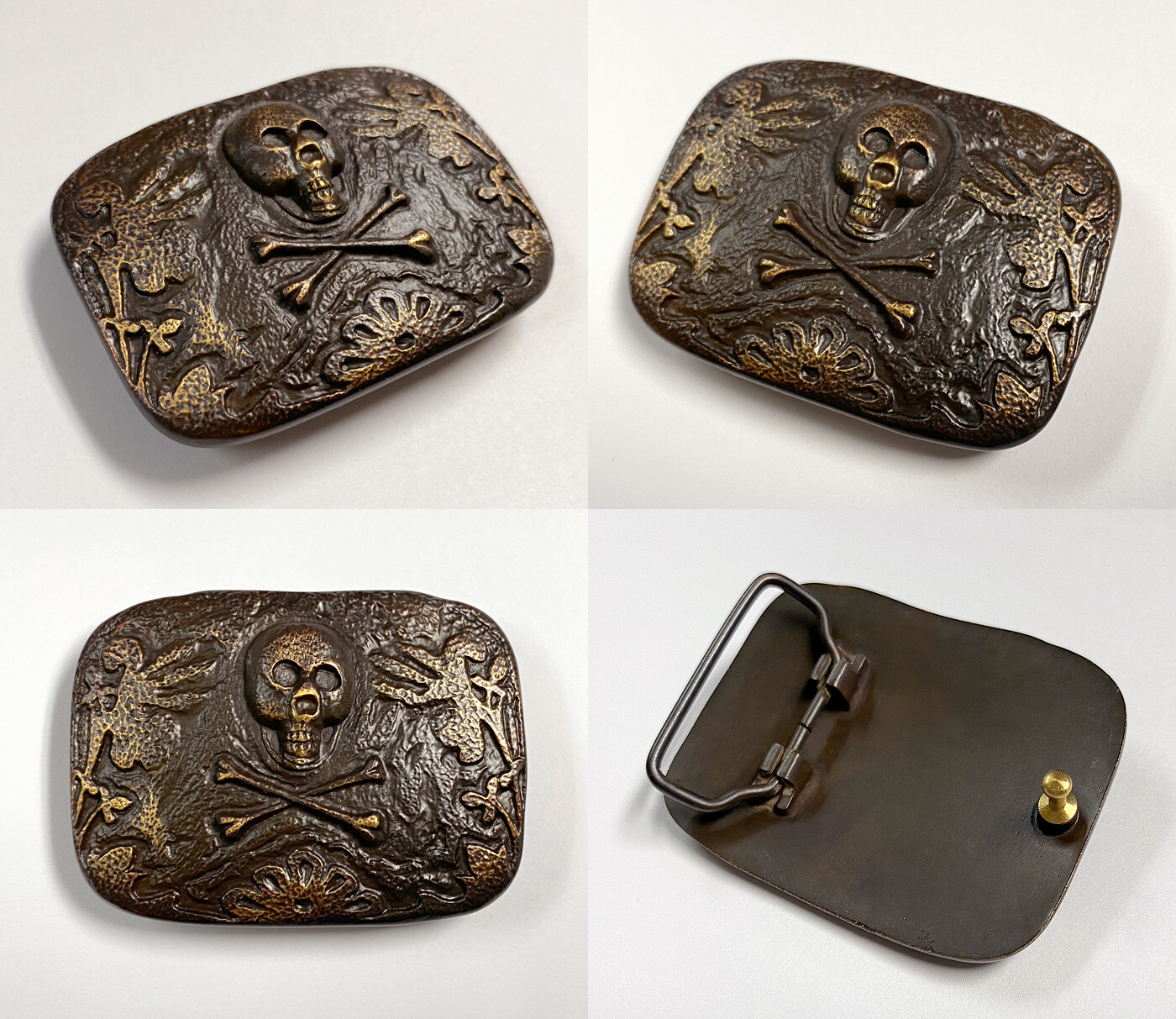 Unique 3D Old Copper Vintage Buckle Skull Crossbones Punk Engraved Belt Buckle