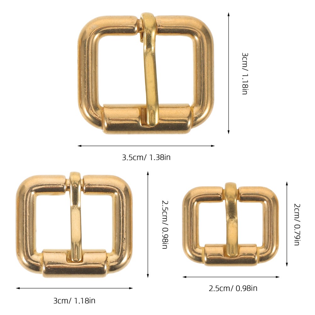 3Pcs Durable Copper Single Prong Belt Buckles Bag Strap Adjustment Accessories