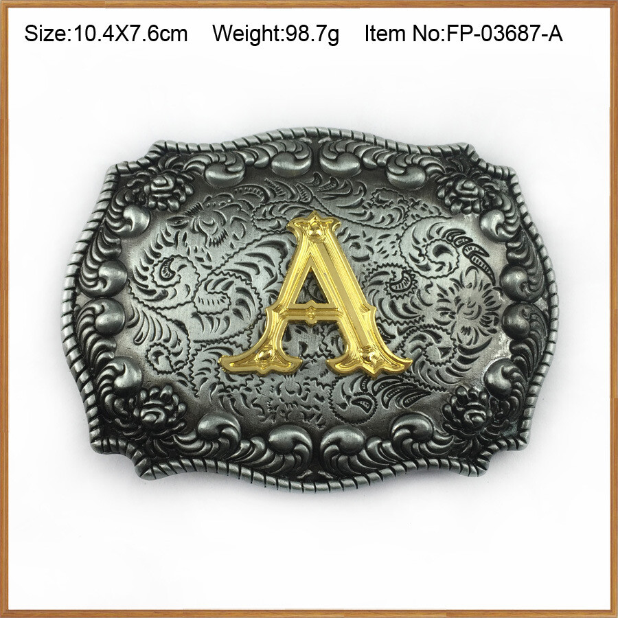 For Rodeo Initial Letter A to Z Western Cowboy Shine Metal Fashion Belt Buckle