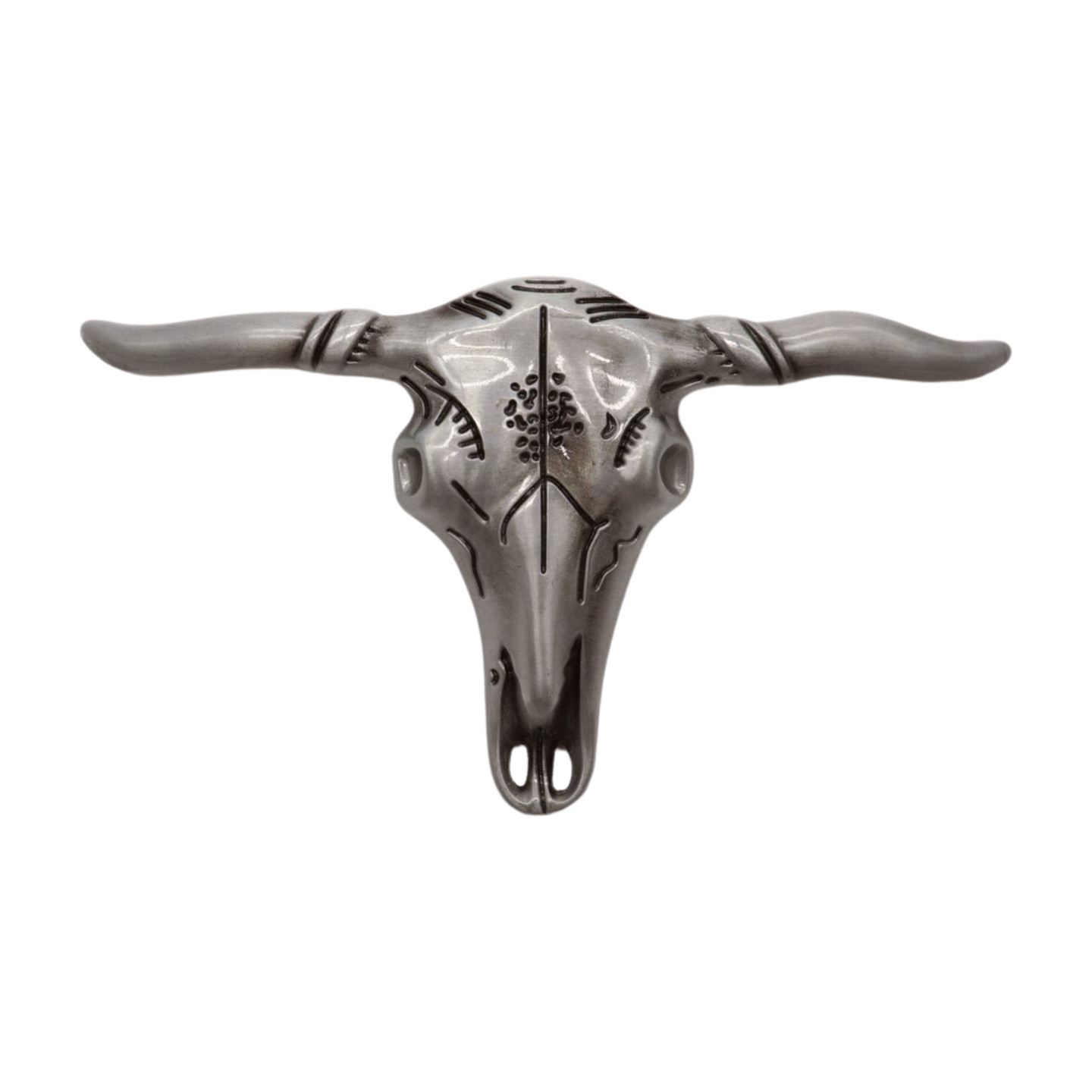 New Men Western Fashion Silver Metal Belt Buckle Long Horn Texas Cow Bull Skull