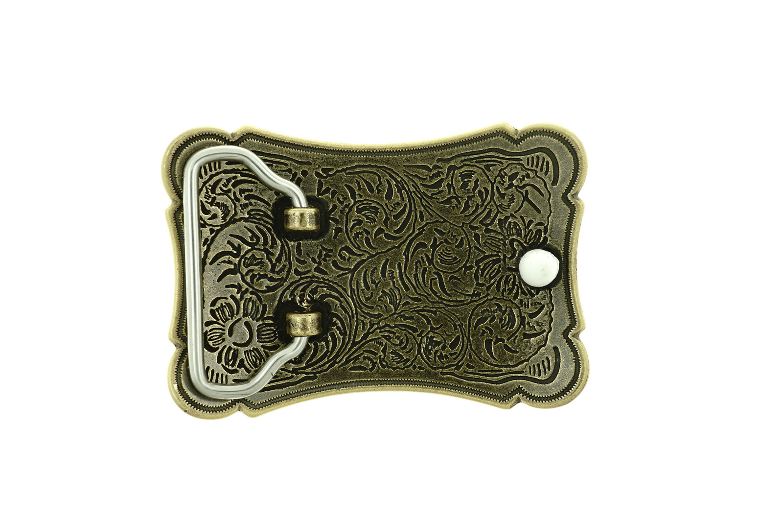 Western Flower Patterns Cowboy Cowgirl Rectangle Solid Brass Metal Belt Buckle