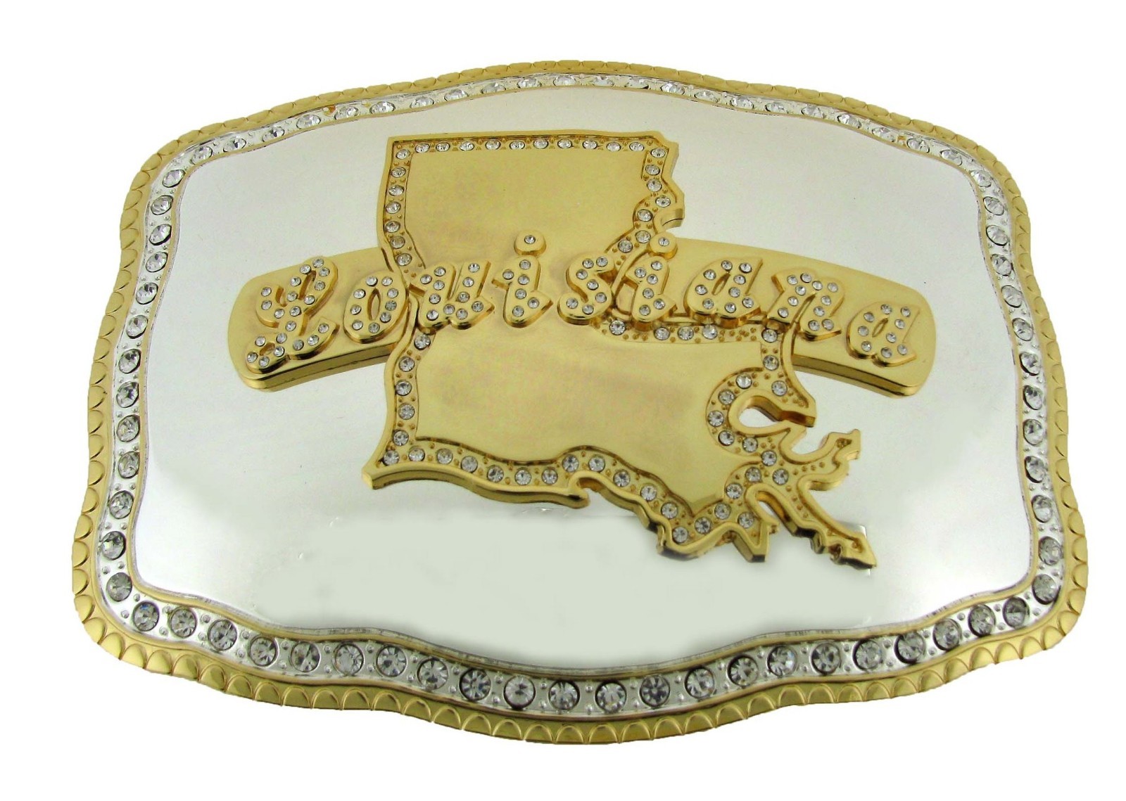 State of Louisiana MAP US Trophy Belt Buckle Western Rodeo Cowboy HEAVY BULKY