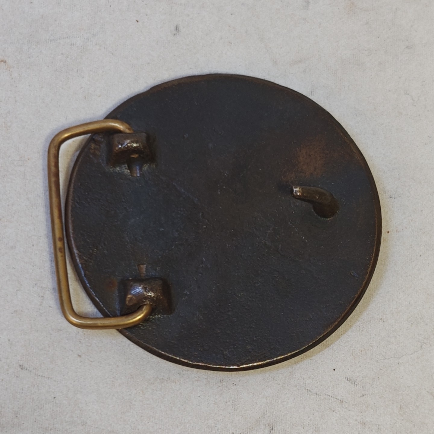 Mid America Trucking Show Brass Belt Buckle VTG Round 18 Wheeler Hard To Find