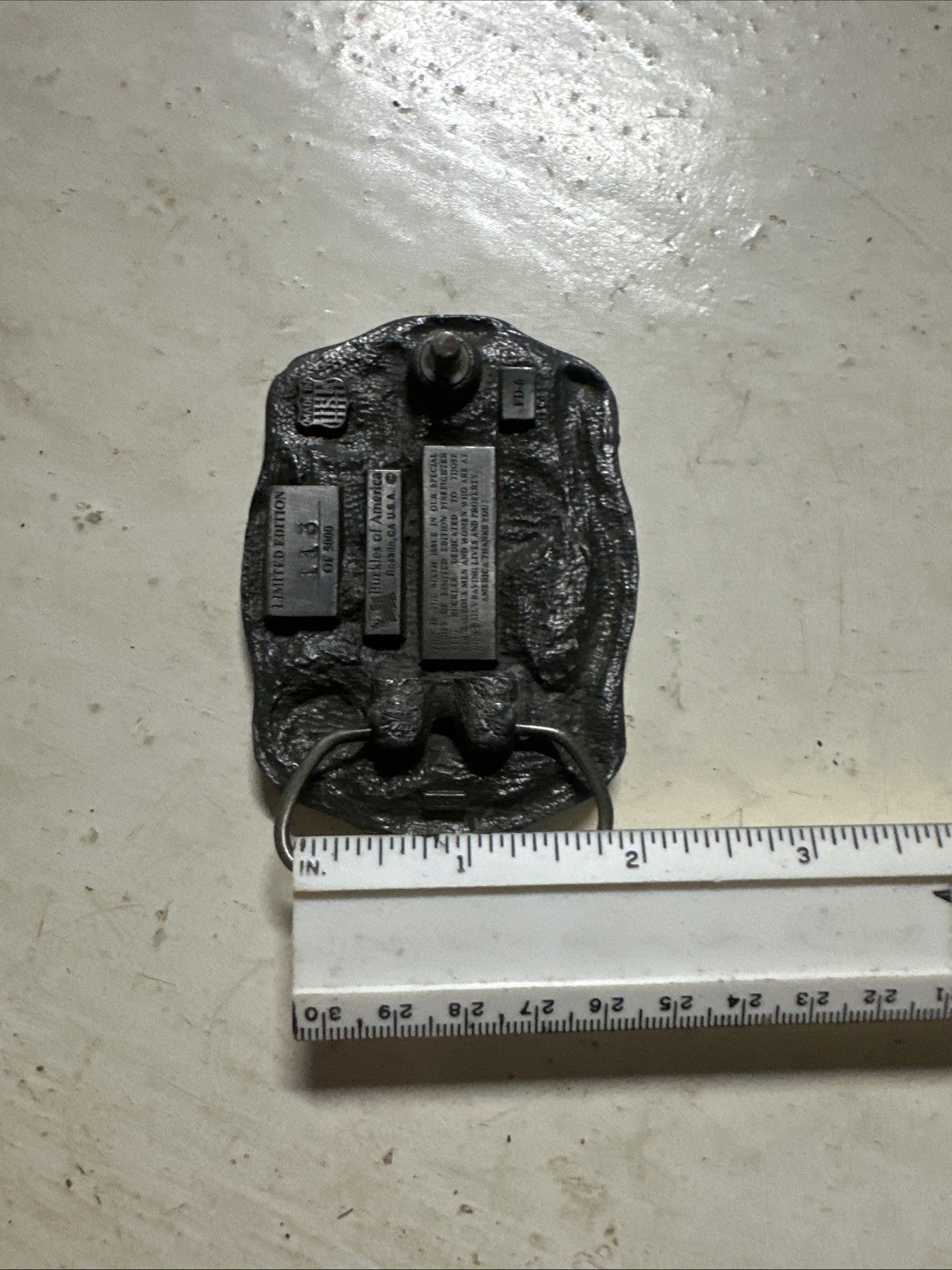 FIREFIGHTERS OF AMERICA 113 Limited Edition Belt Buckle USA Pewter Fire Engine
