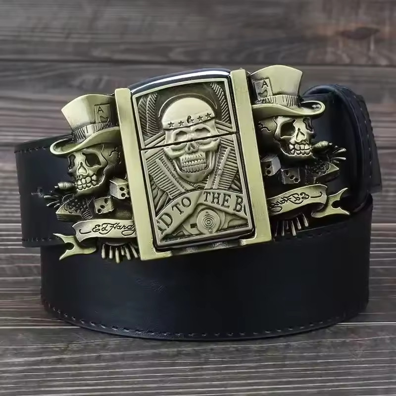 Men&rsquo;s Metal Belt Buckle Lighter – Refillable Novelty Outdoor Accessory