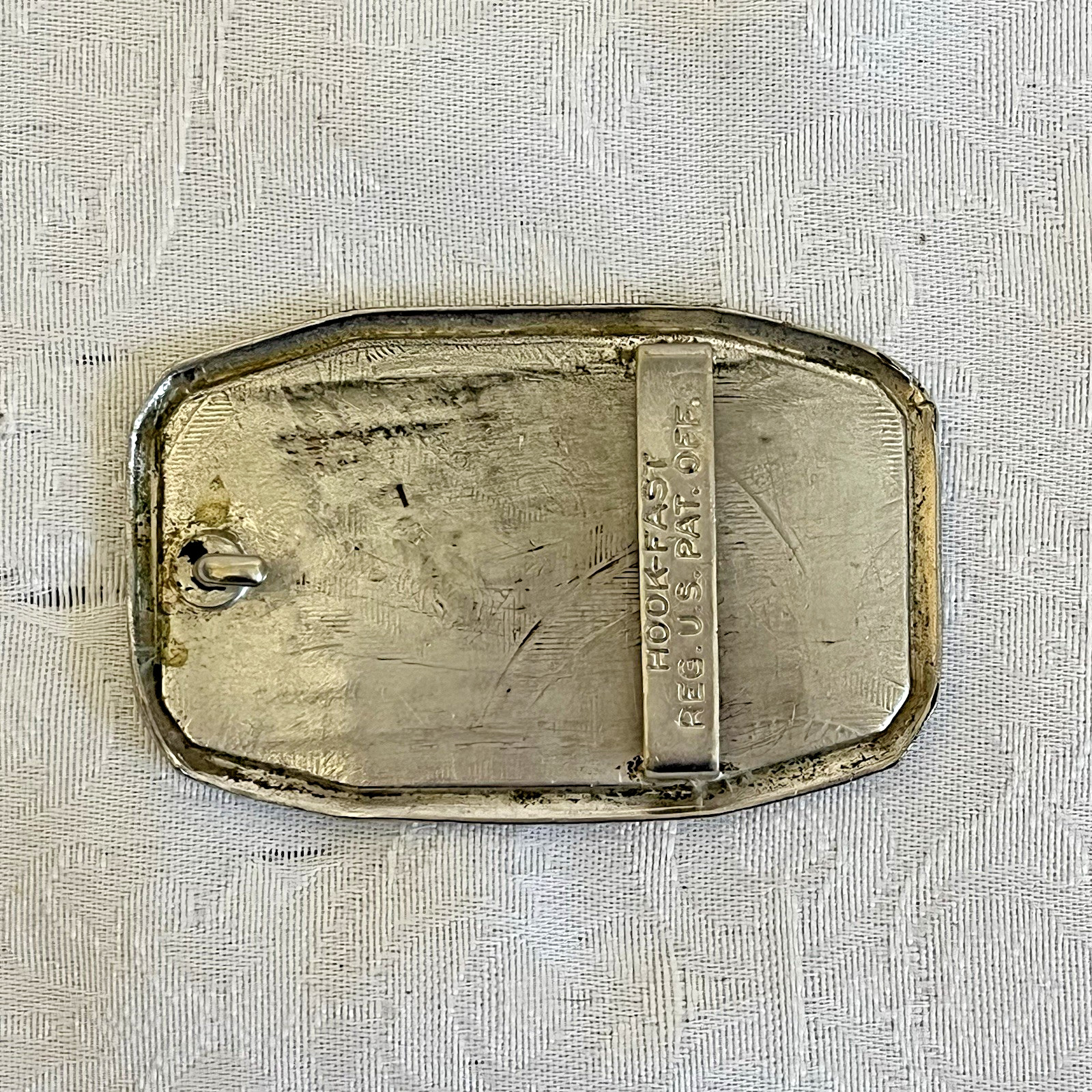 Vintage Hook-Fast Engraved Belt Buckle EDD Initials Silver Tone Western 3”