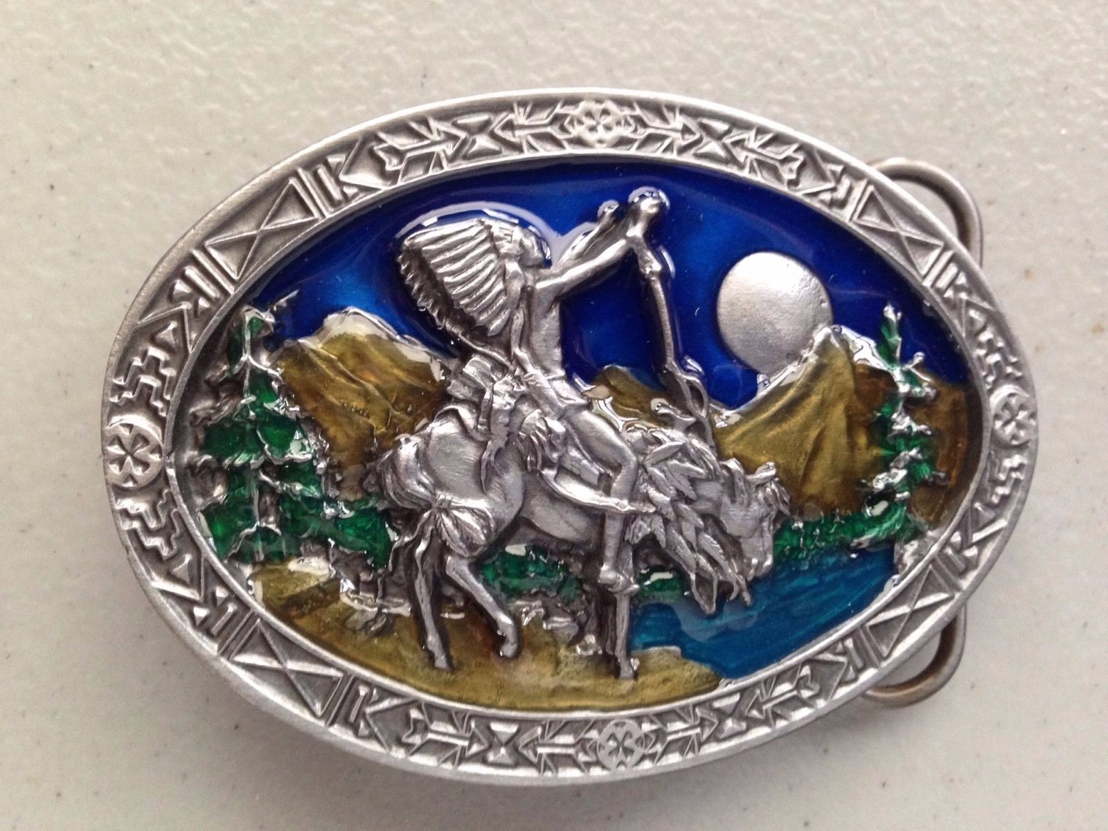 New Indian Chief On Horse Belt Buckle Spirit