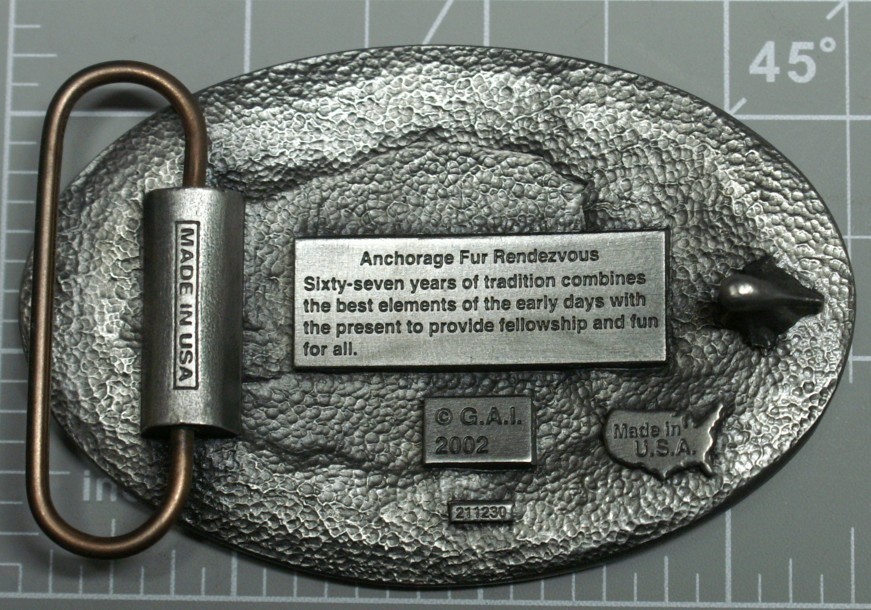 2002 Fur Rondy Rendezvous Belt Buckle Pewter Sleeping Lady Brand New A76