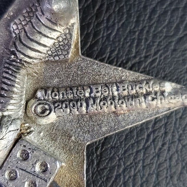 Monster Belt Buckles 2000 Mobtown Chicago Nautical Star Black Silver Pewter Tone