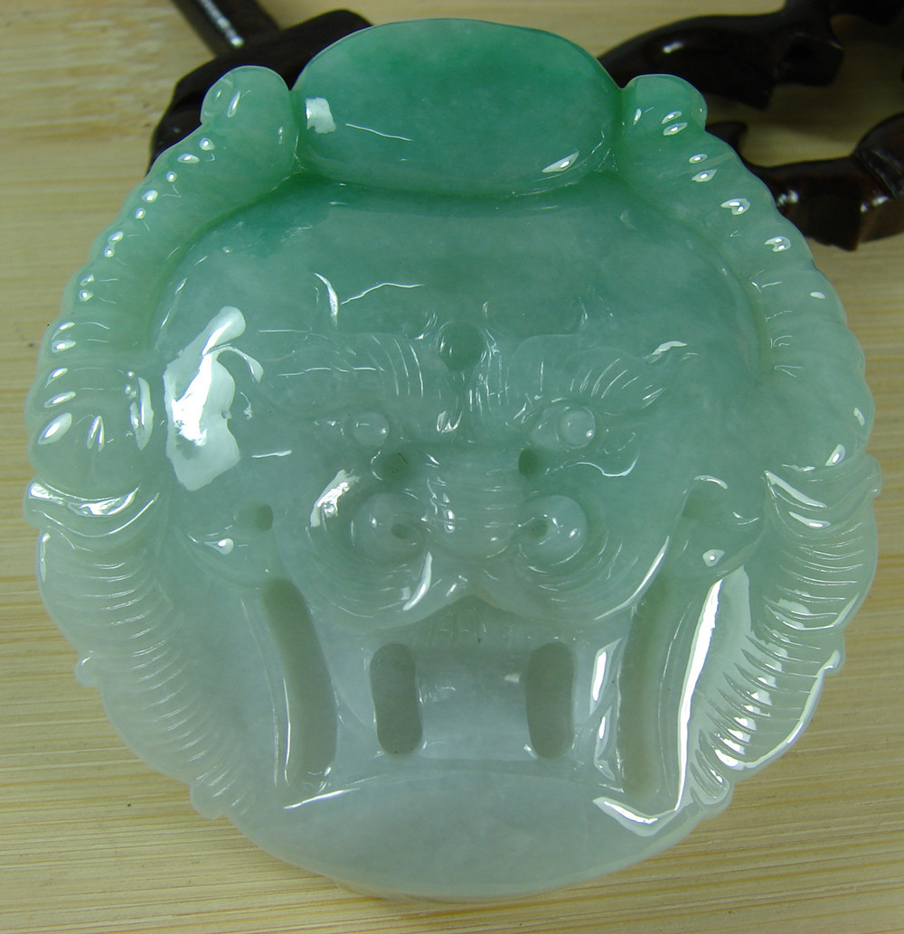 Certified Green Chinese Natural A Jade Jadeite Dragon Man Buckle Belt A-078-2