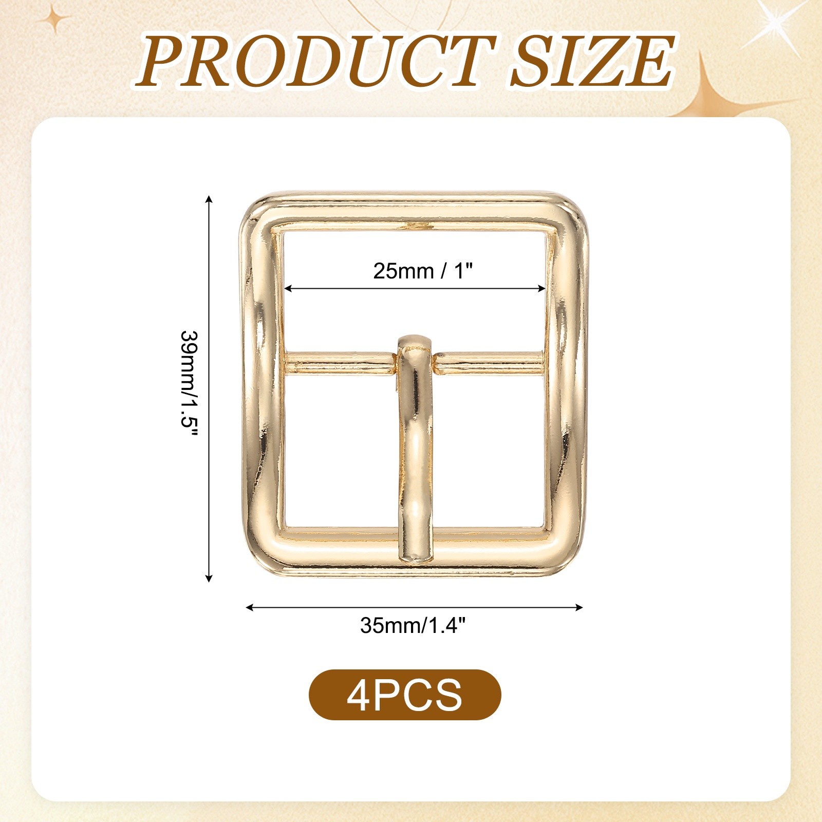 4Pcs Single Prong Belt Buckle 1&Prime; ID Curved Bow Buckle for Belt, Light Gold