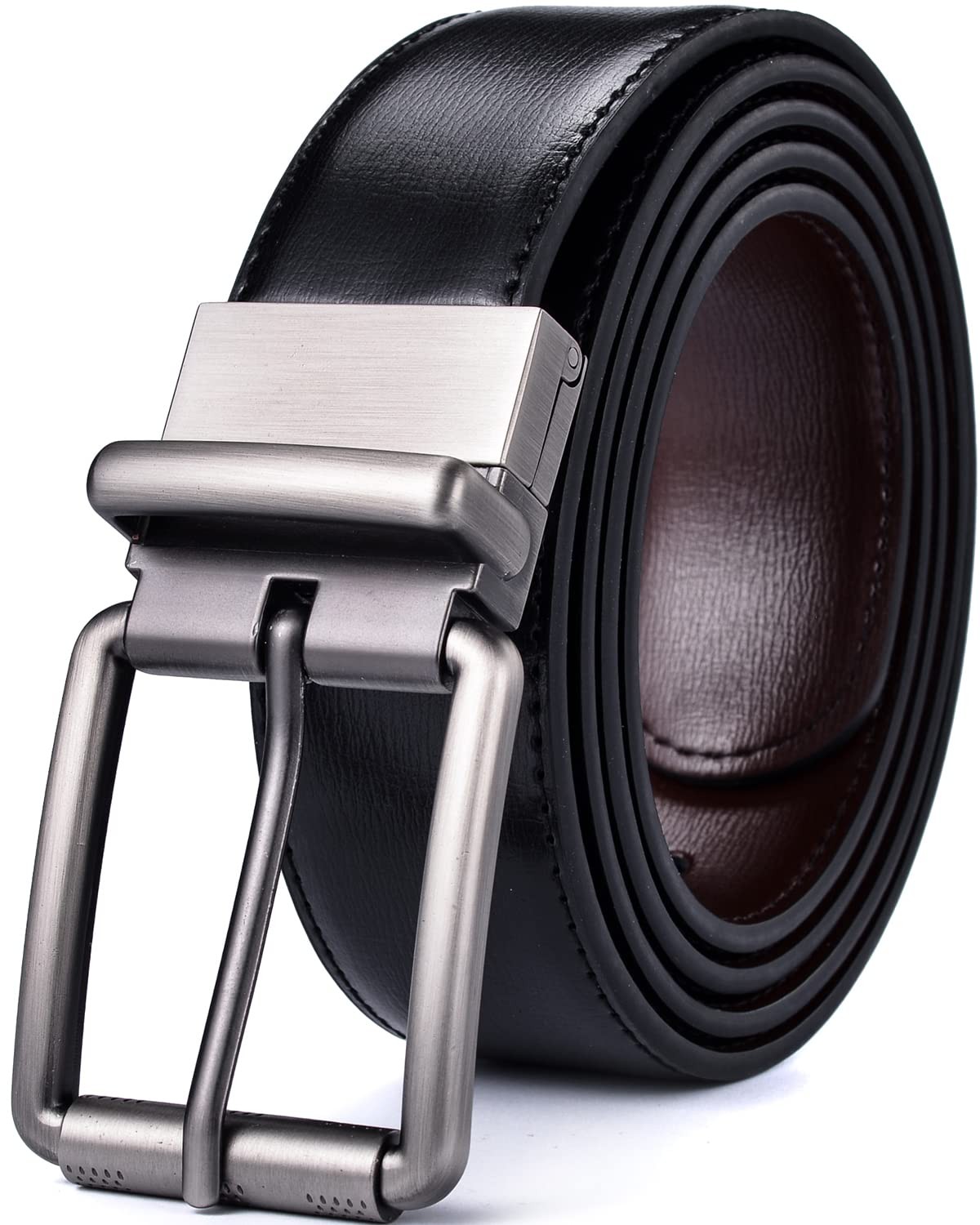 Beltox Men&rsquo;s Genuine Leather 34-36, Black Coffee With Brushed Roller Buckle