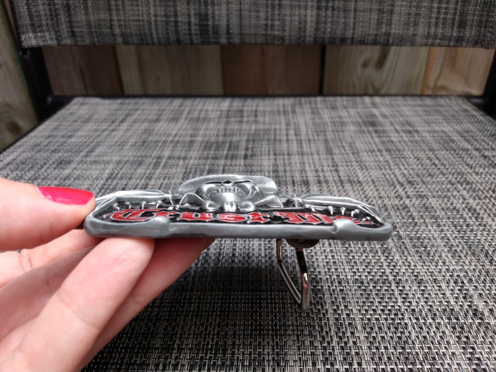 Biker Belt Buckle Rockabilly « Ride Hard Die Free » Skull Bat Wings Ace Howdy