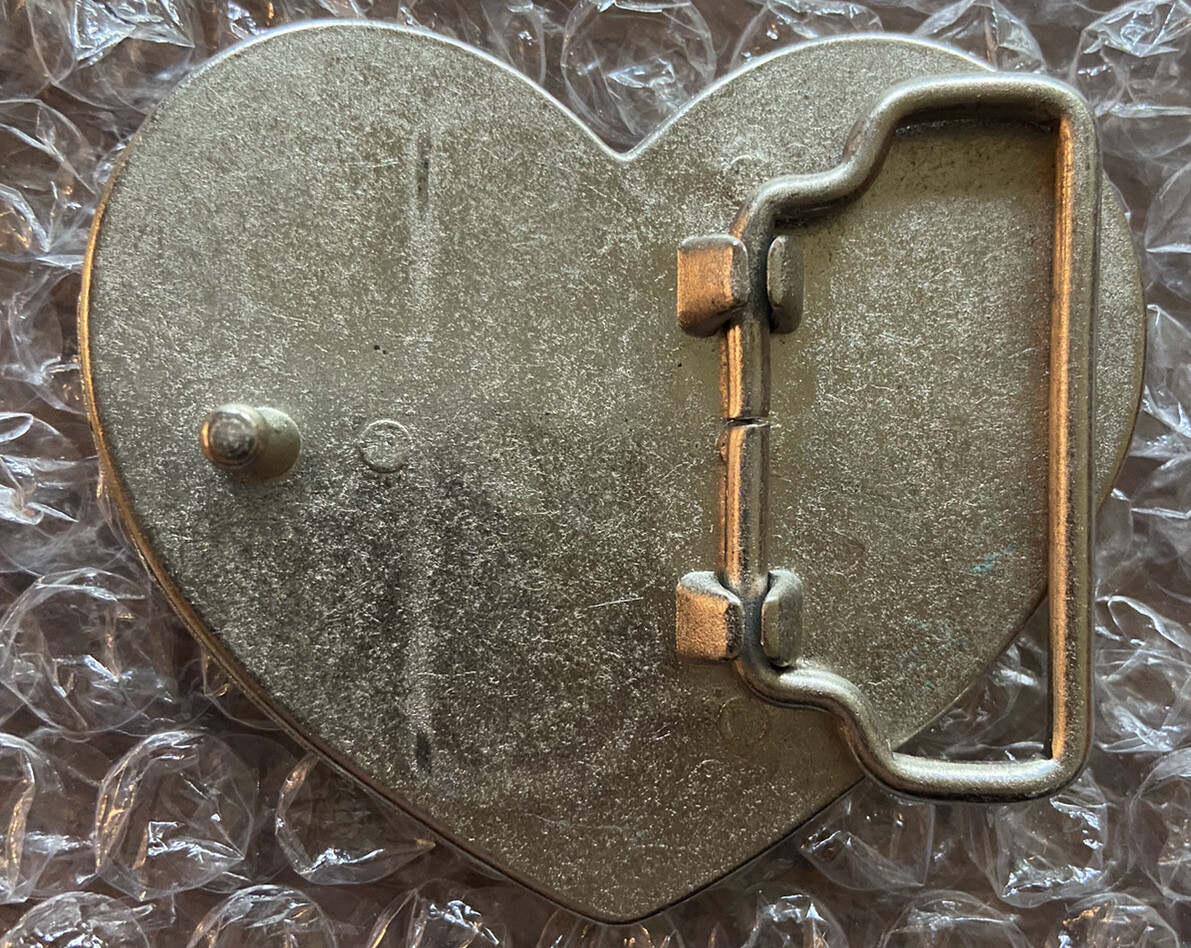 HEART SHAPED GLITTER RED WHITE BELT BUCKLE