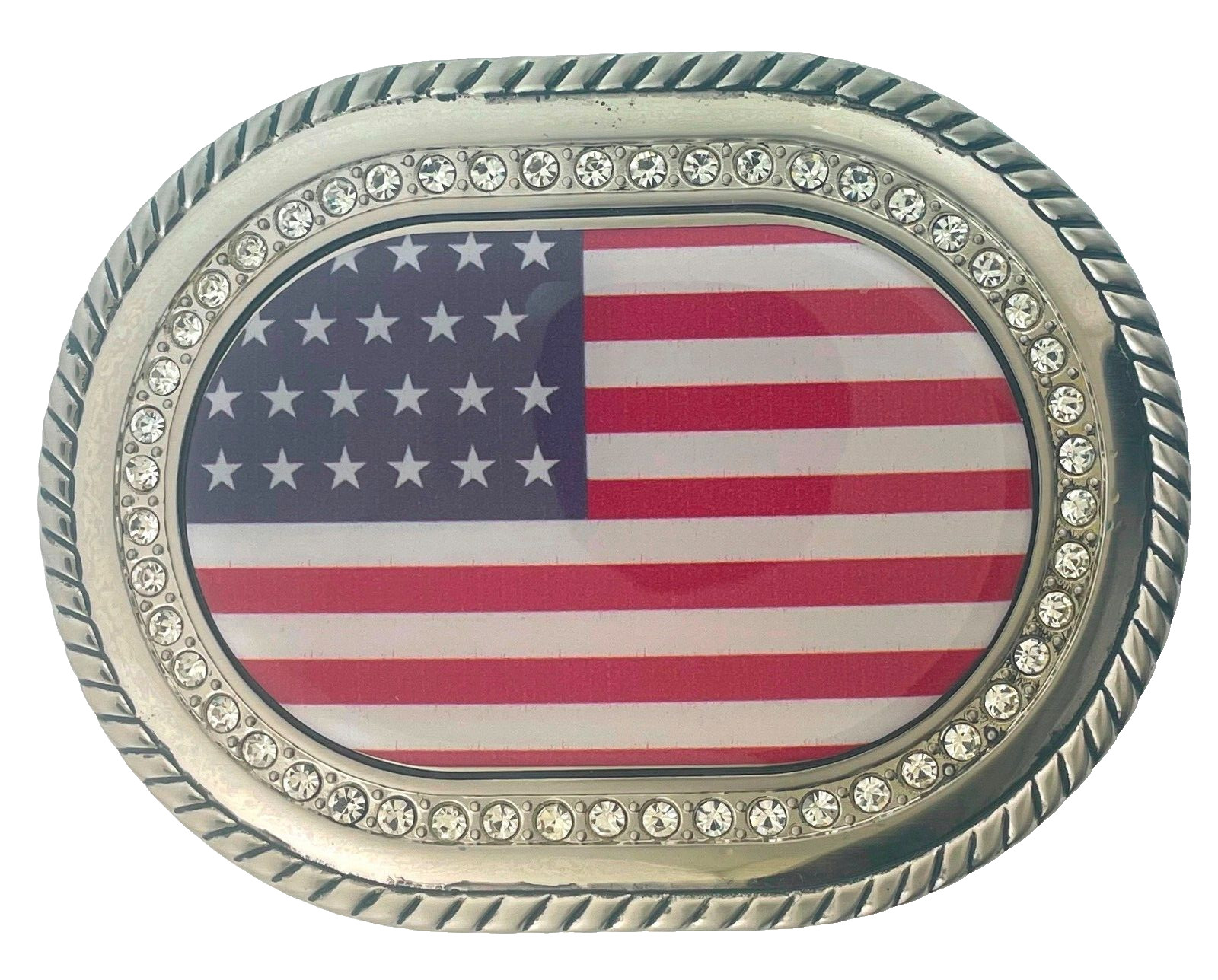 New Men Women US Flag United State America Country Belt Buckle Silver Metal ICED