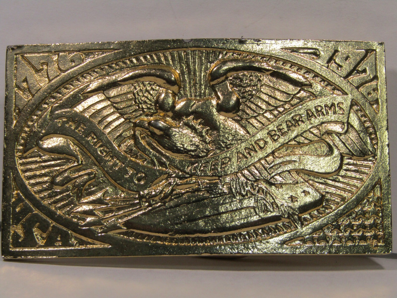 1976 Bicentennial Brass Buckle American Eagle The Right to Keep & Bear Arms