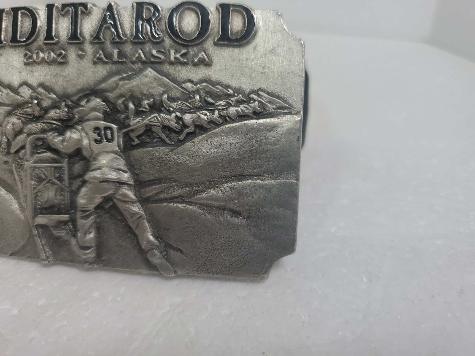 Official 2002 Iditarod Trail metal belt buckle