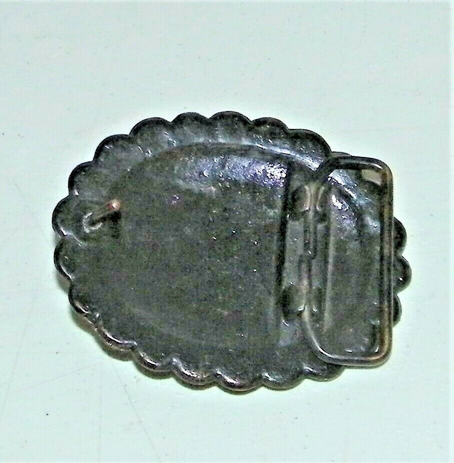Vintage Brass Pressed Southeast -West Turquoise Belt Buckle Cooper Color EC