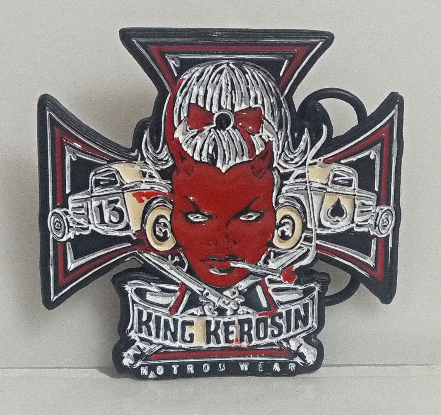 Vintage 2005 Mobtown King Kerosin 3&Prime; by 3&Prime; Metal Belt Buckle
