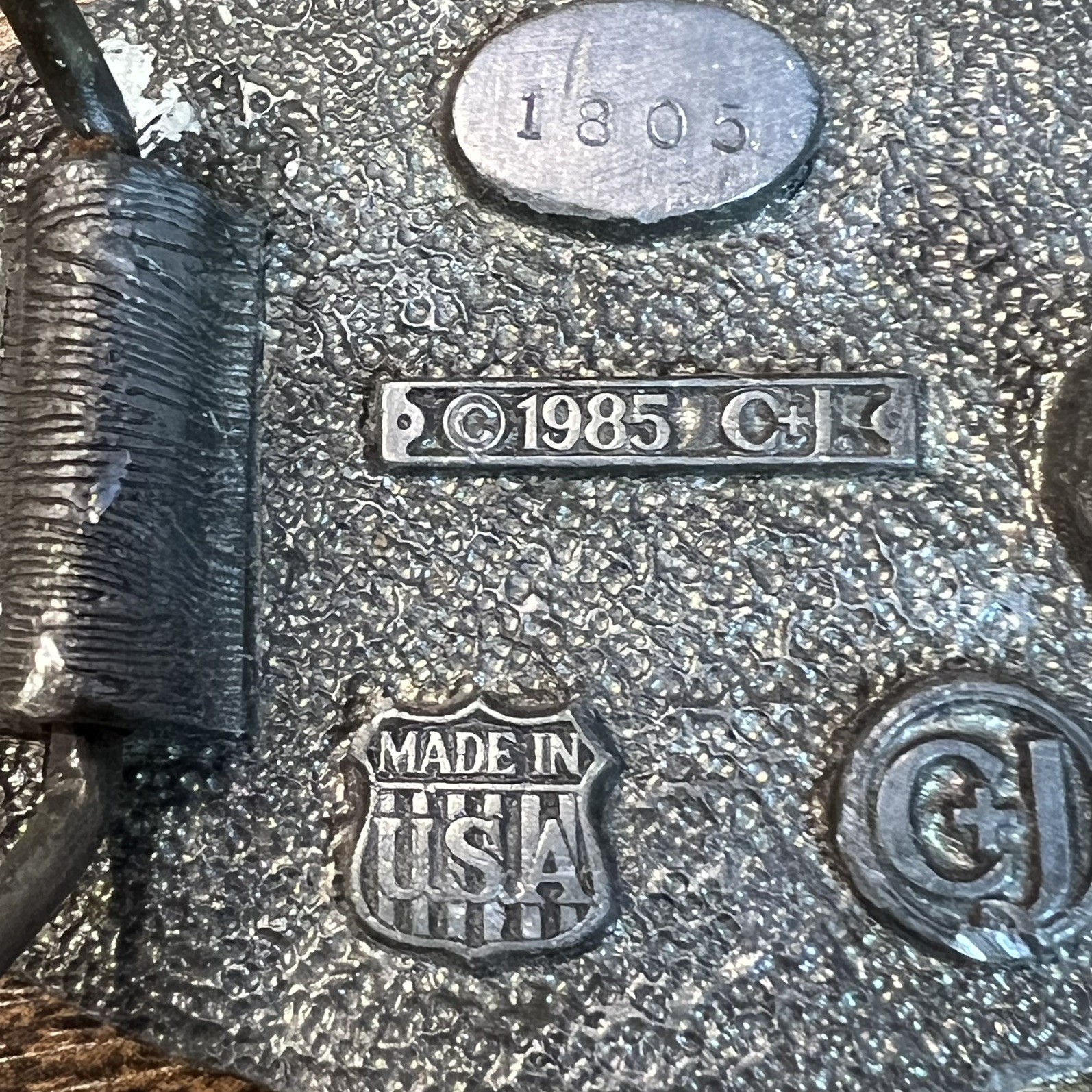 Vintage 1985 USMC Marine Corps EGA Belt Buckle Made in USA 1805 Pewter Green B19
