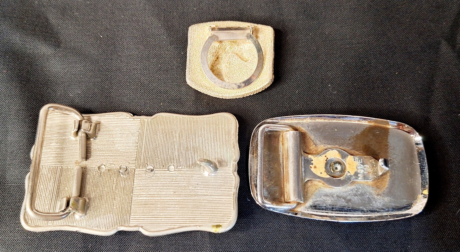 2 Vintage Cowboy Belt Buckles (Road Runner and Saddle) & Bolo Tie clasp / clip
