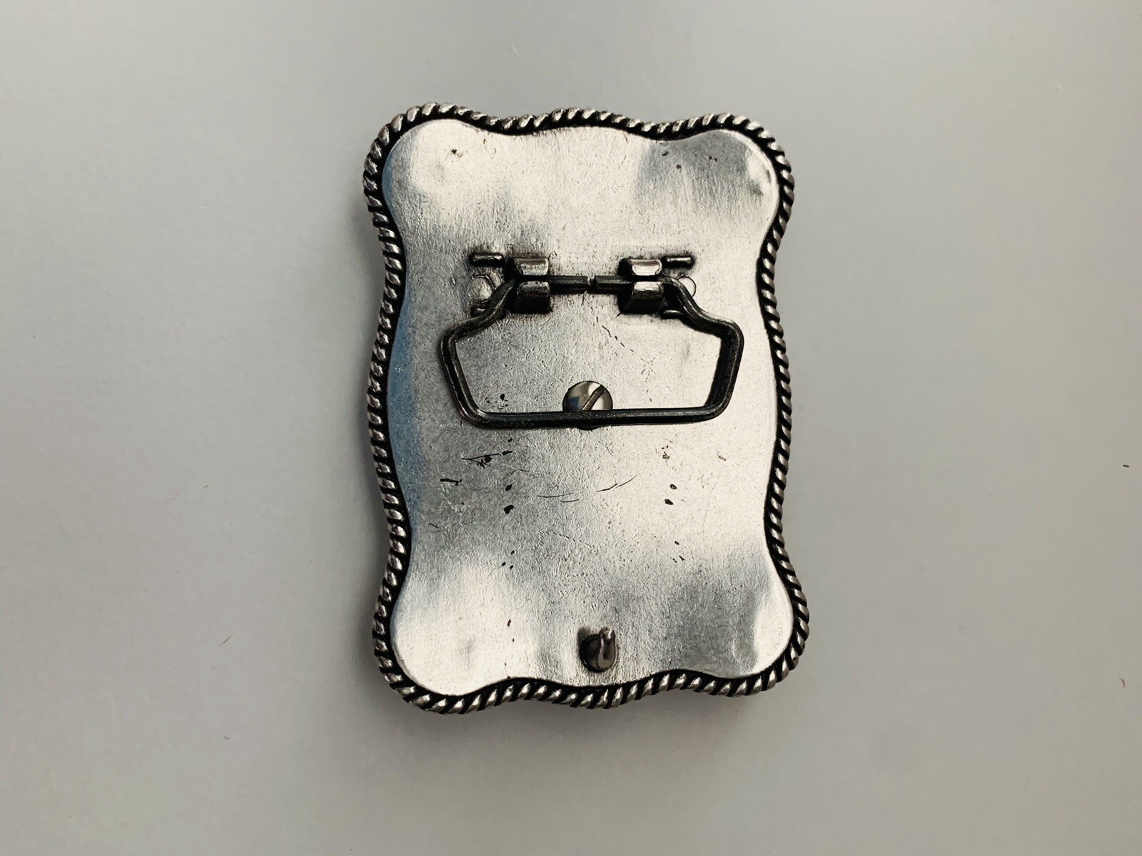 Nocona Western Running Horse Roped Edge Belt Buckle Rhinestone Border So Pretty!