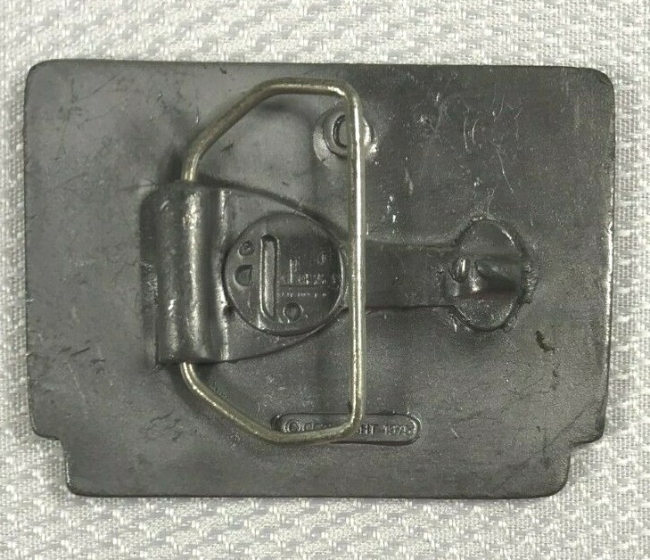 Vintage 1975 WYOMING w/ Horses Dezy Pewter Tone Belt Buckle