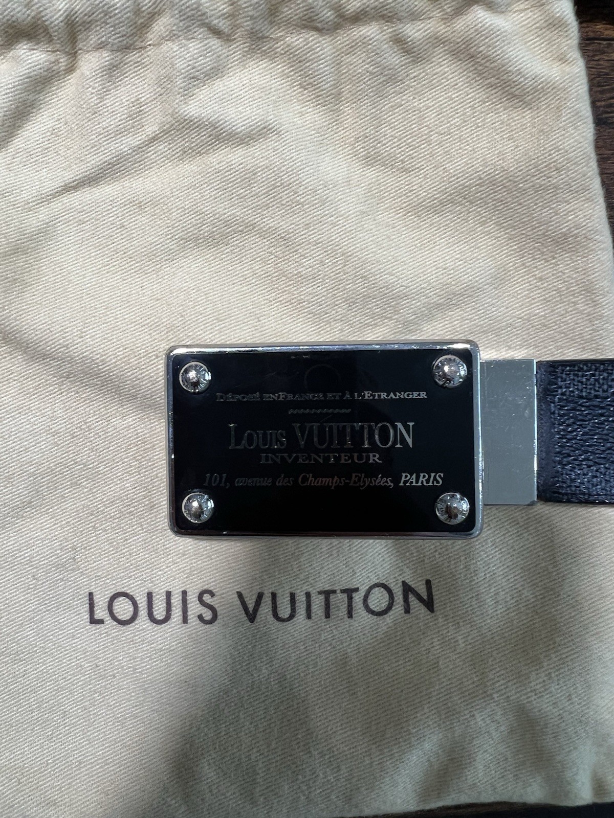 Louis Vuitton Inventeur Damier Graphite 35mm Reversible Belt size 95cm “Vintage”