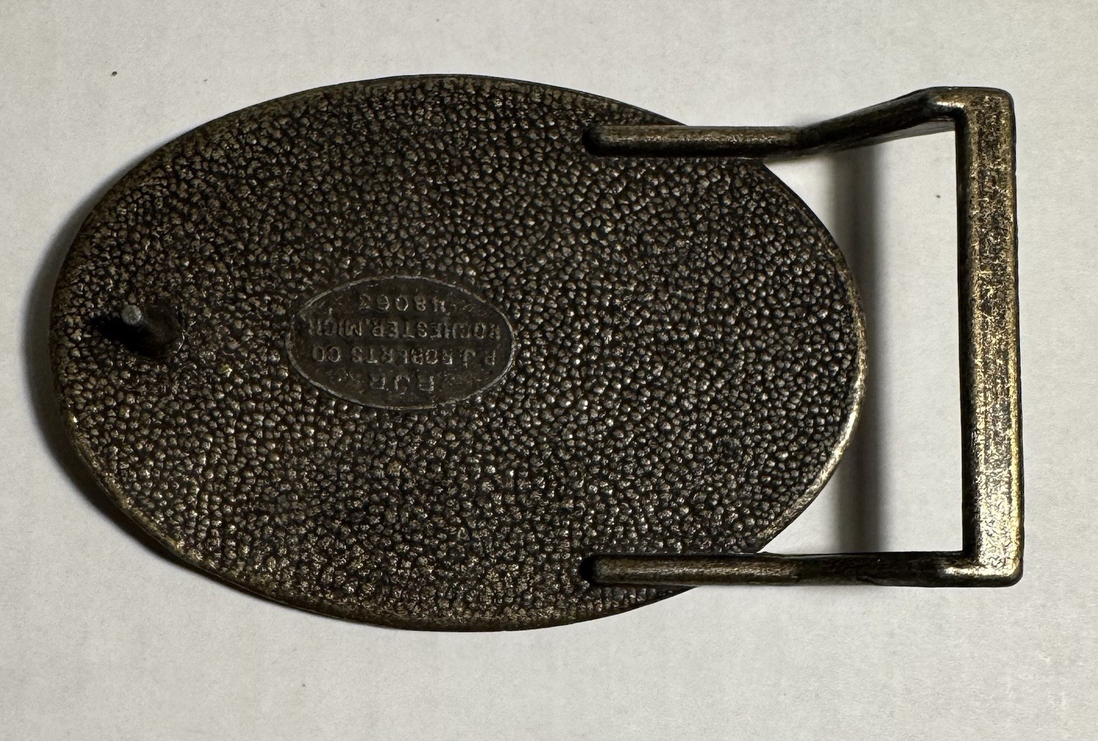 Vintage Chevrolet Bowtie Belt Buckle R.J. Roberts Co Rochester MI 43063 Pewter