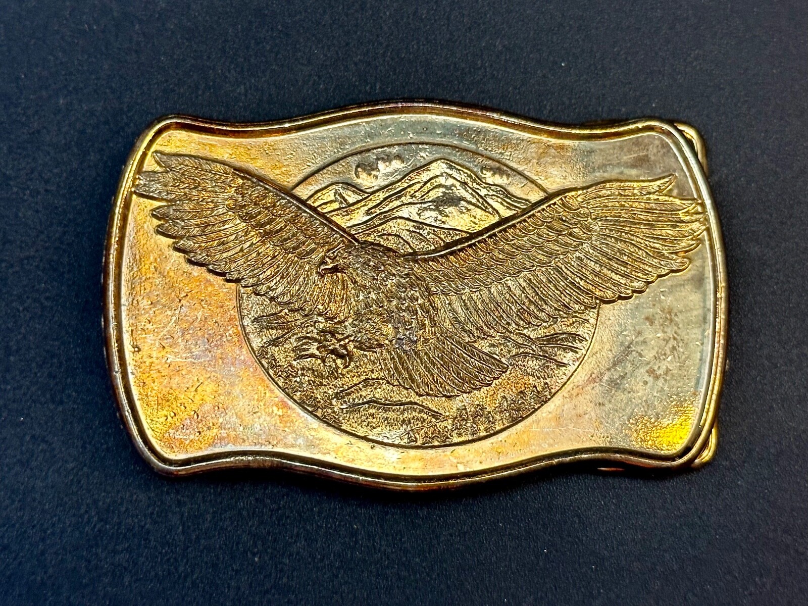 Patriotic Majestic American Eagle Flying Over Usa Mountains Vintage Belt Buckle