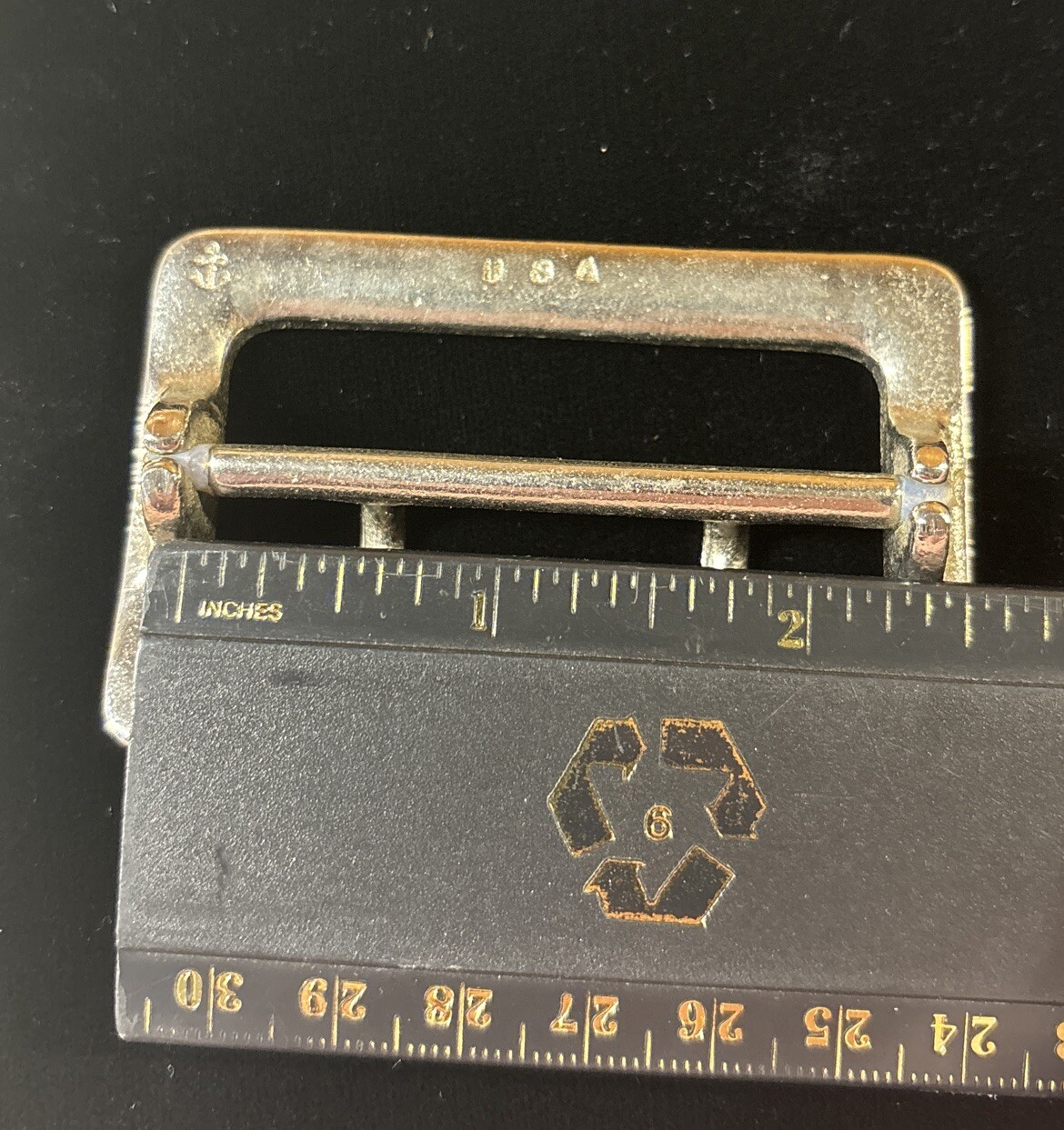 Vintage Solid Brass Chrome Plated 2.25” Double Prong Duty Belt Buckle USA #5