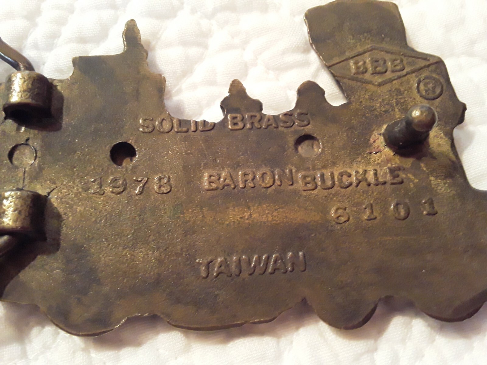 BBB Baron Solid Brass Train Engine Railroad Belt Buckle Vintage 1978 4.25×2.25&Prime;