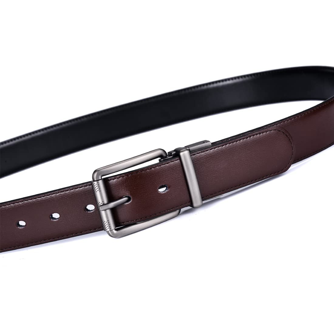 Beltox Men&rsquo;s Genuine Leather 34-36, Black Coffee With Brushed Roller Buckle