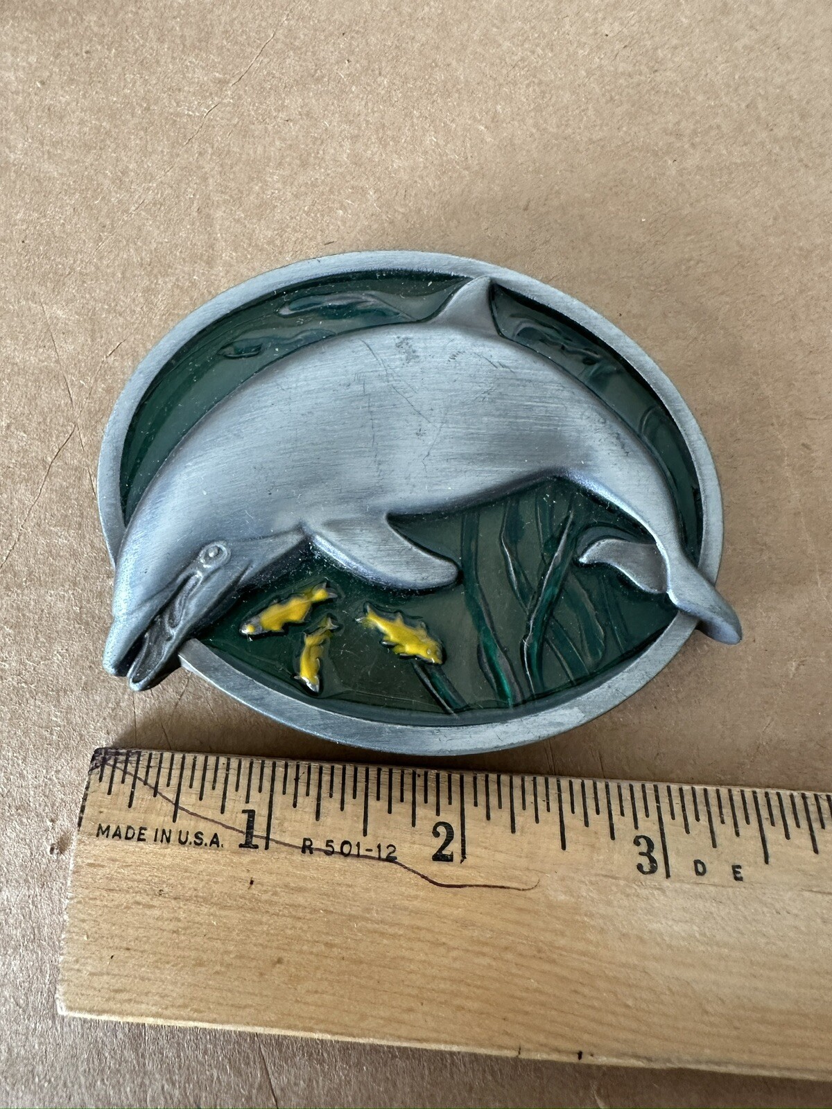 Dolphin Fish Wildlife Enamel Metal Belt Buckle