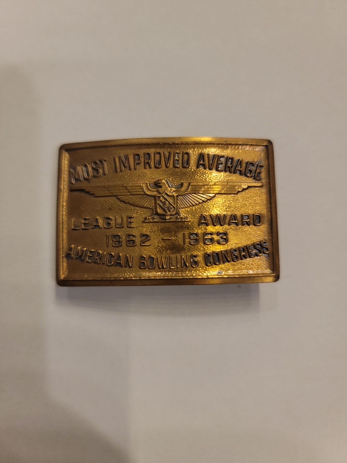 American Bowling Congress Belt Buckle Most Improved Average Award Vintage 1963