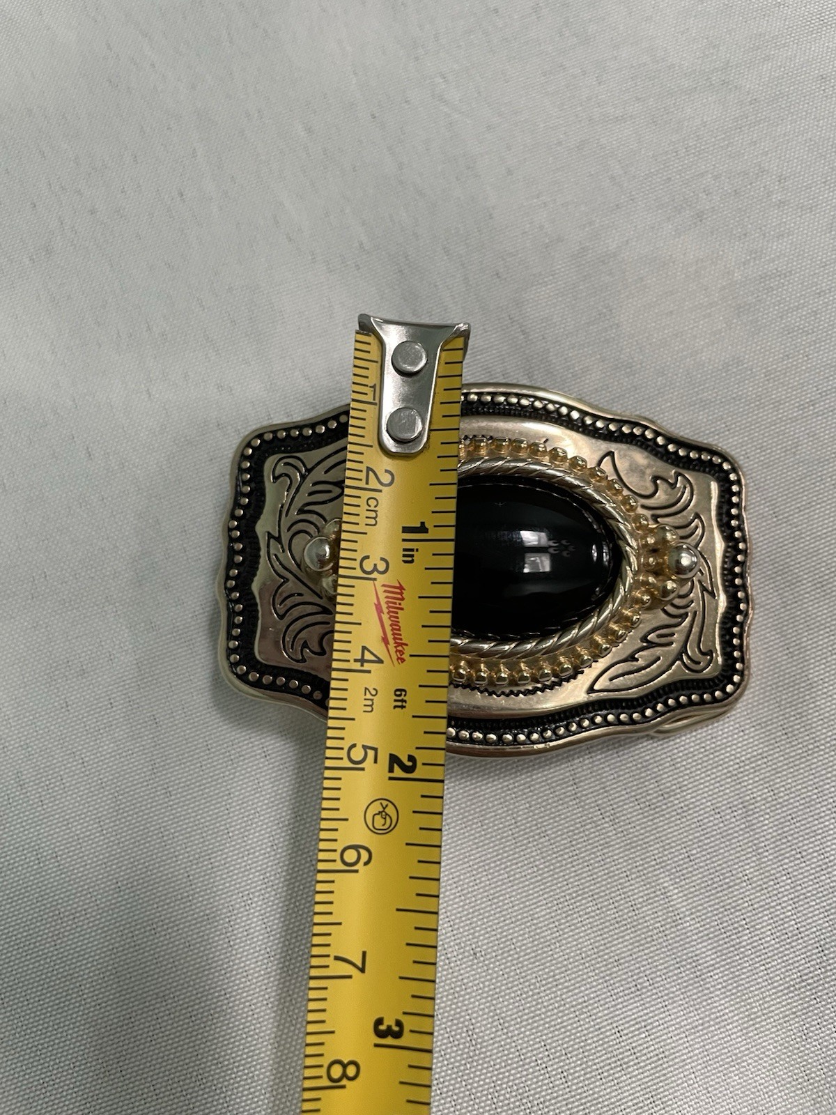 Gold Color Oval Western Natural Black Onyx Cabochon Cab Belt USA Made