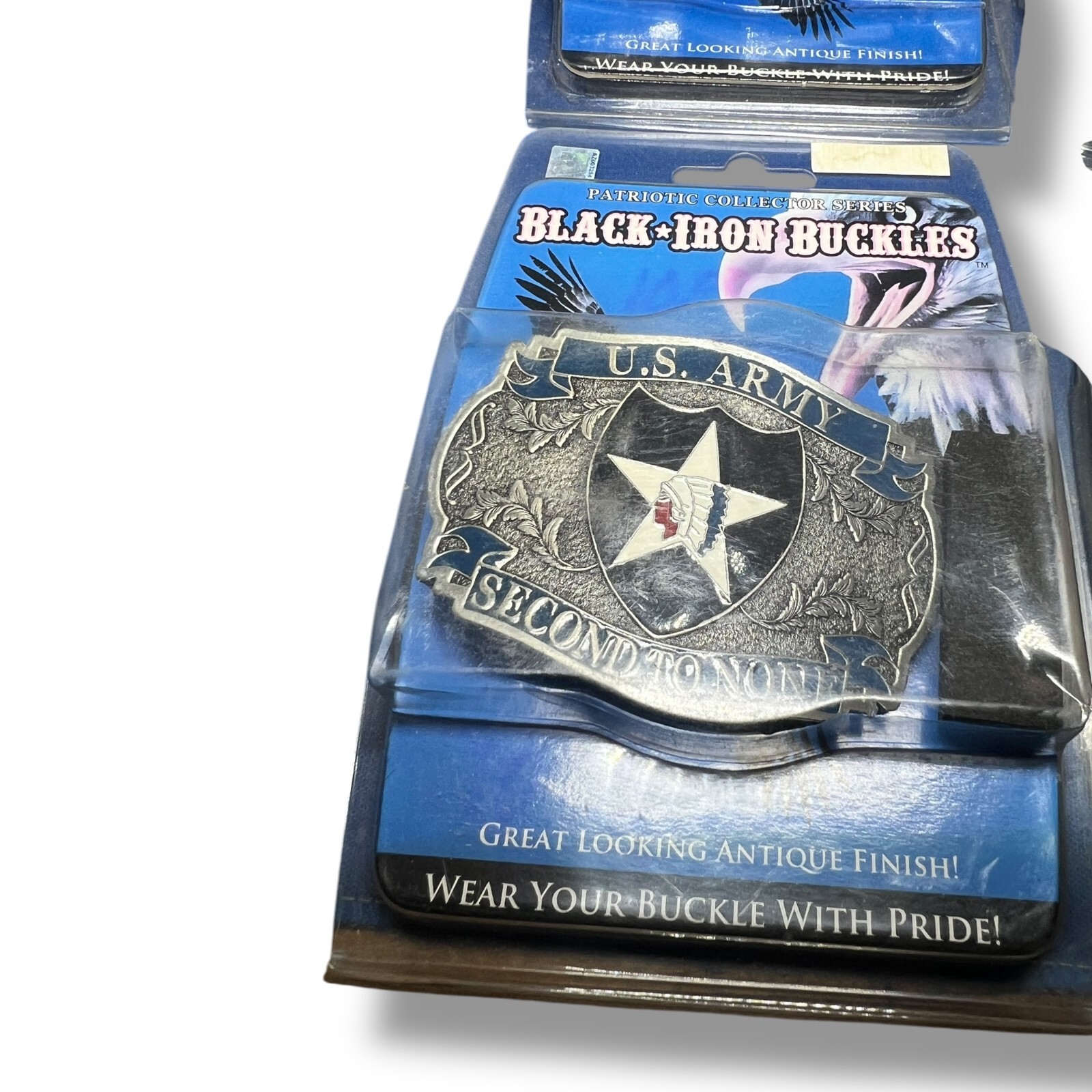 Lot of 10 Black Iron Buckles Patriotic Collector Series Military Army Veteran US