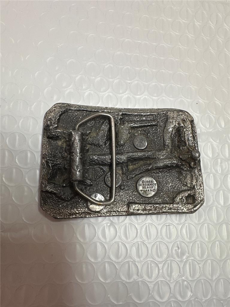 Vintage 1984 Bergamot Brass Works Farm Scenery Belt Buckle AS IS