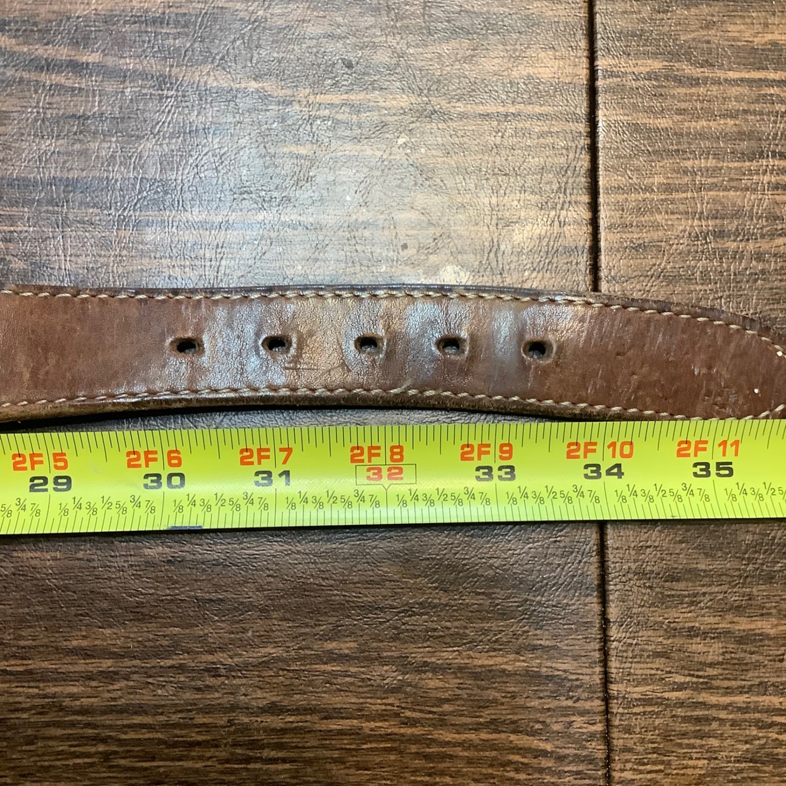 Gap Braided Leather Belt Brown Woven Solid Brass Buckle Men Small Vintage Style